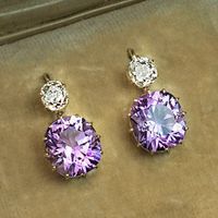 Simple Inlaid Purple Zircon Geometric Earrings Fashion Copper Earrings main image 3