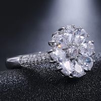 Fashion Flowers Blooming Zircon Female Ring Copper Hand Jewelry main image 5
