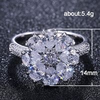 Fashion Flowers Blooming Zircon Female Ring Copper Hand Jewelry main image 6