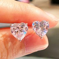 Fashion Heart-shaped Zircon Simple Heart-shaped Copper Earrings main image 1