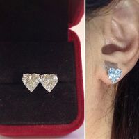 Fashion Heart-shaped Zircon Simple Heart-shaped Copper Earrings main image 5