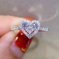 Fashion Creative Heart Shaped Zircon Copper Ring main image 1