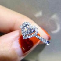 Fashion Creative Heart Shaped Zircon Copper Ring main image 4