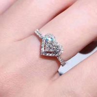 Fashion Creative Heart Shaped Zircon Copper Ring main image 5