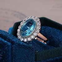 Fashion New Color Separation Copper-plated Two-color Inlaid Oval Zircon Ring main image 3