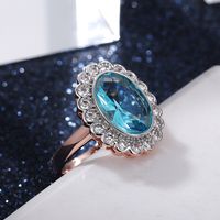 Fashion New Color Separation Copper-plated Two-color Inlaid Oval Zircon Ring main image 5