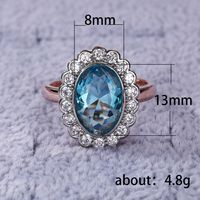 Fashion New Color Separation Copper-plated Two-color Inlaid Oval Zircon Ring main image 6