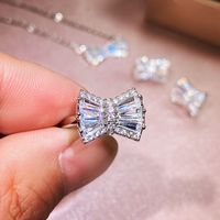 Simple Bow Three-piece Platinum-plated Zircon Suit Women's Jewelry Wholesale main image 5
