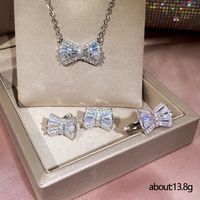 Simple Bow Three-piece Platinum-plated Zircon Suit Women's Jewelry Wholesale main image 6