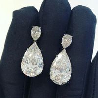 Fashion Shining Micro-set Zircon Water Drop Shaped Copper Earrings Wholesale main image 4
