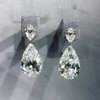 Fashion Shining Micro-set Zircon Water Drop Shaped Copper Earrings Wholesale main image 5