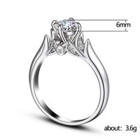 Fashion Ol Engagement Classic Four-claw Shining Zircon Copper Ring main image 6