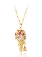 Fashion Copper Plated 18k Gold Ice Cream Cone Pendant Necklace main image 1