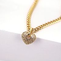 Fashion Copper Micro-set Zircon Peach Heart Pendant Gold Necklace sku image 1