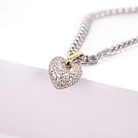 Fashion Copper Micro-set Zircon Peach Heart Pendant Gold Necklace sku image 2