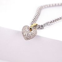 Fashion Copper Micro-set Zircon Peach Heart Pendant Gold Necklace sku image 4
