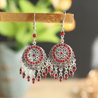 1 Paire Chinoiseries Rond Alliage Gland Placage Incruster Strass Femmes Boucles D'oreilles sku image 1