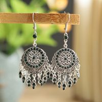 1 Paire Chinoiseries Rond Alliage Gland Placage Incruster Strass Femmes Boucles D'oreilles main image 4