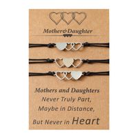 New Mother's Day Parent-child Stainless Steel Heart-shaped Woven Card Bracelet Set sku image 2