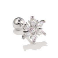 Korean White Snowflake Ear Studs Piercing Screw Ball Copper Ear Studs sku image 24