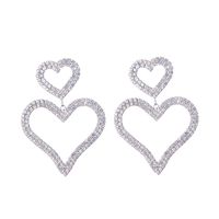 European And American Fashion Exaggerated Diamond S925 Silver Needle Double Love Earrings Temperament Wild Long Peach Heart Earrings Earrings main image 9