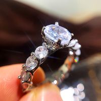 Classique Plein Cercle Plein Diamant Zircon Dames Bague Bijoux En Cuivre En Gros sku image 2
