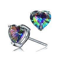 Fashion Heart-shaped Zircon Simple Heart-shaped Copper Earrings sku image 1