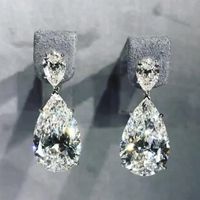 Fashion Shining Micro-set Zircon Water Drop Shaped Copper Earrings Wholesale sku image 1