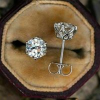 Mode Klassische Sechs-klaue Einzelne Diamant-zirkon-ohrringe Einfache Kupfer-ohrringe sku image 1