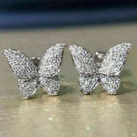 Mode Ohrringe Mikro Verkrustete Zirkon Schmetterling Kupfer Ohrringe sku image 1