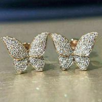 Mode Ohrringe Mikro Verkrustete Zirkon Schmetterling Kupfer Ohrringe sku image 2