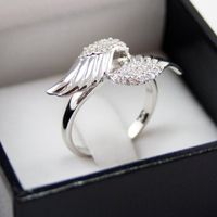 Mode Nouvelle Bague Ailes D&#39;ange Créatives Zircon Dames Bague En Cuivre En Gros sku image 5