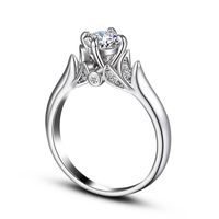 Fashion Ol Engagement Classic Four-claw Shining Zircon Copper Ring sku image 1
