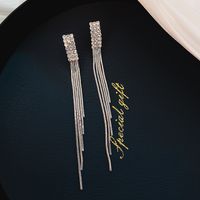 Fashion Long Tassel Inlaid Rhinestone Geometric Drop Earrings Wholesale sku image 2