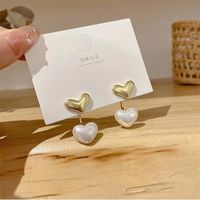 Fashion Pearl Heart-shaped Earrings Simple Alloy Earrings sku image 1