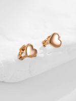Vintage Plain Glossy Heart Shaped Copper Hoop Earrings Wholesale main image 1