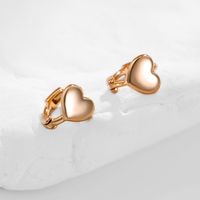 Vintage Plain Glossy Heart Shaped Copper Hoop Earrings Wholesale sku image 1
