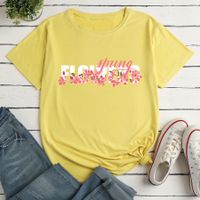 Fashion Flower Letter Print Ladies Loose Casual T-shirt main image 5