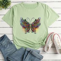 Colorful Butterfly Fashion Print Ladies Loose Casual T-shirt main image 3