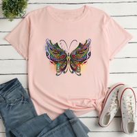 Colorful Butterfly Fashion Print Ladies Loose Casual T-shirt main image 4