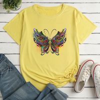 Colorful Butterfly Fashion Print Ladies Loose Casual T-shirt main image 8