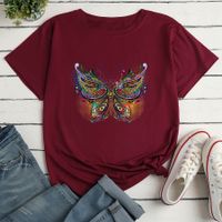 Colorful Butterfly Fashion Print Ladies Loose Casual T-shirt main image 9