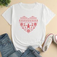 Fashion Heart Print Ladies Loose Casual T-shirt main image 1