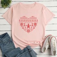 Fashion Heart Print Ladies Loose Casual T-shirt main image 8