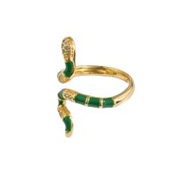 New Copper-plated 18k Gold Snake-shaped Winding Diamond Open Ring main image 6