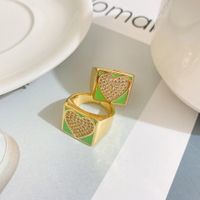 New Copper-plated 18k Gold Heart Micro-diamond Zircon Open Ring main image 3