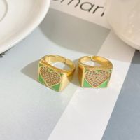 New Copper-plated 18k Gold Heart Micro-diamond Zircon Open Ring main image 4