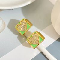 New Copper-plated 18k Gold Heart Micro-diamond Zircon Open Ring main image 5