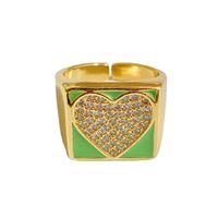 New Copper-plated 18k Gold Heart Micro-diamond Zircon Open Ring main image 6