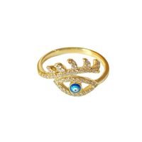 New Copper-plated 18k Gold Eye Micro-diamond Small Open Ring main image 6